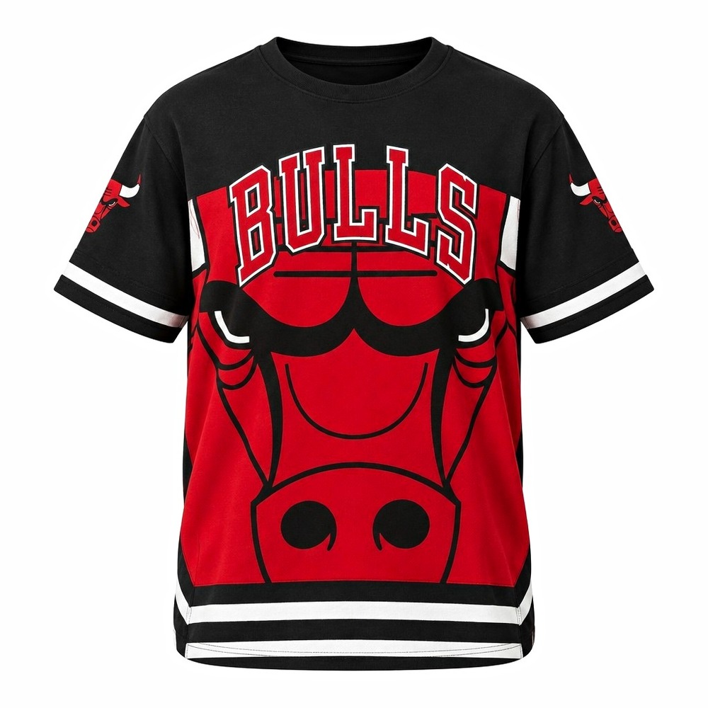 Chicago Bulls NBA Basketball Graphic T-Shirt Jersey Style Black Red White